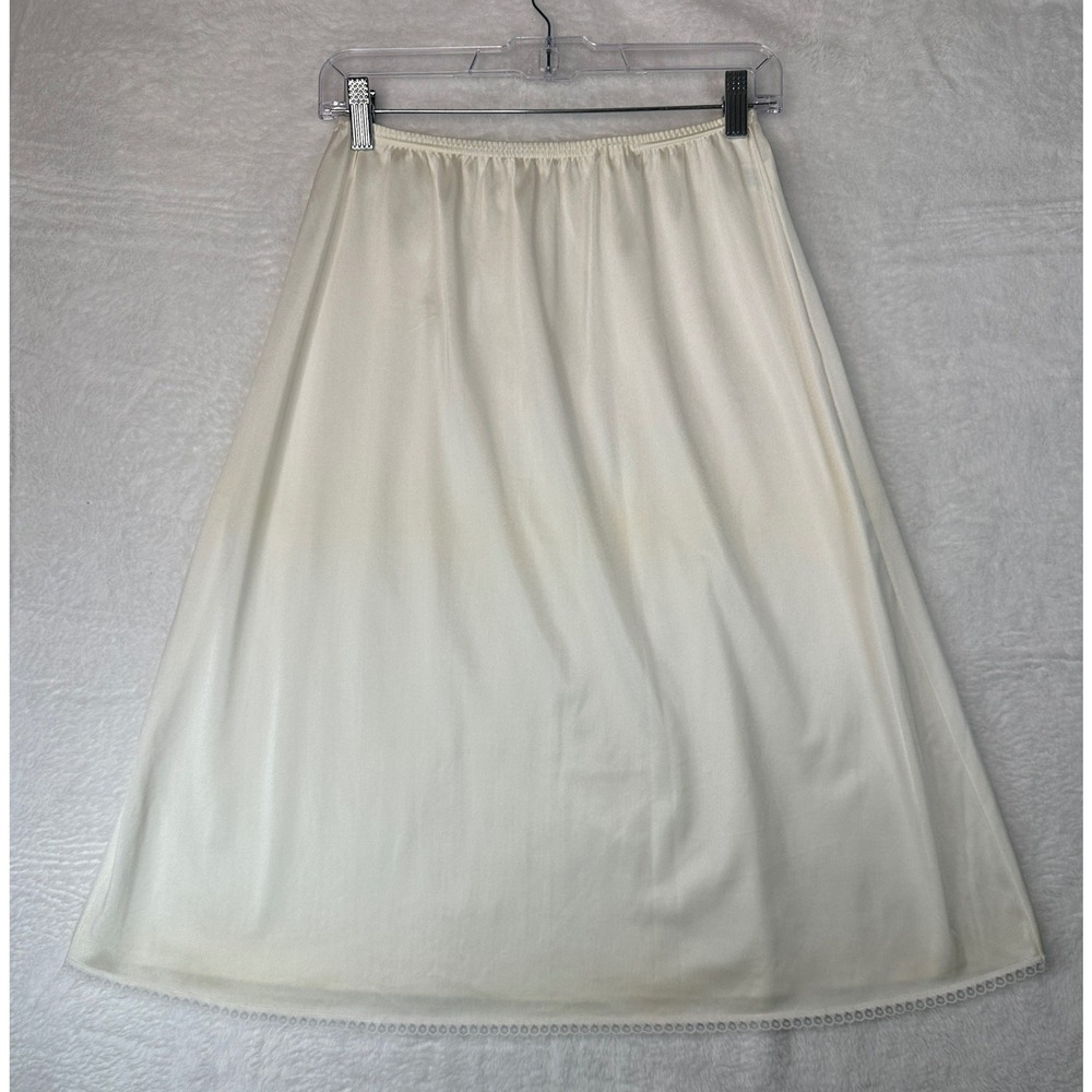 Vassarette Half Slip Women Large Ivory White Vintage Lace Trim Elastic Waist